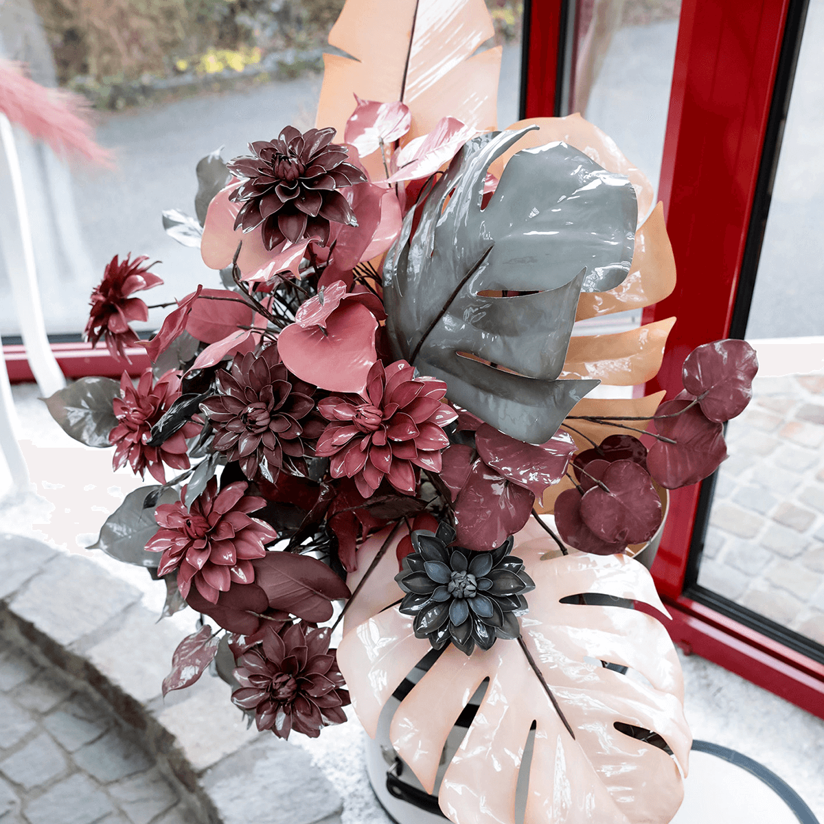 Artificial deciduous branch 60 cm grey-green - 8