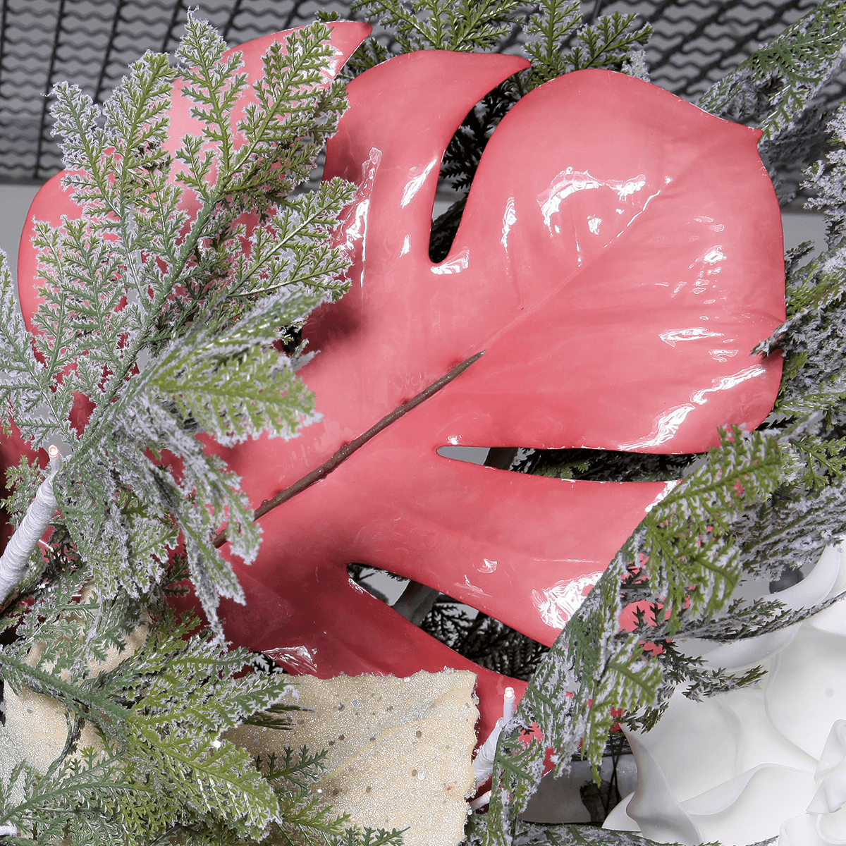 Artificial Monstera leaf 90 cm cream - 6