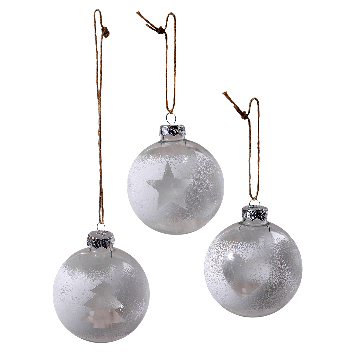 Bola de Navidad de vidrio 6 cm, blanca, 10 piezas - 0 Bola de Navidad de vidrio 6 cm, blanca, 10 piezas - 0