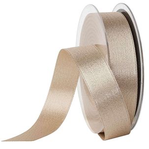 Satinband Glitter, 25 mm, 20 m, creme