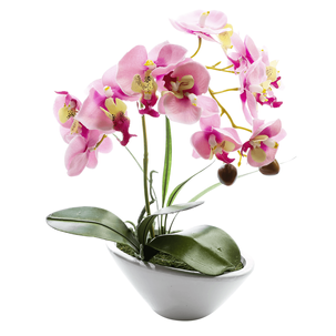 Planta artificial Orquídea en maceta rosa, 28 cm