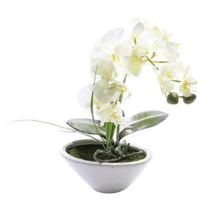 Planta artificial Orquídea en maceta, Blanca 28 cm