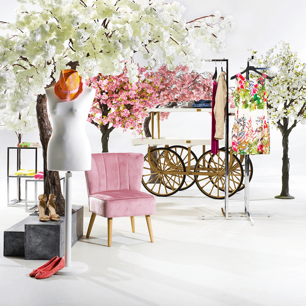 Cerezo artificial en flor, 220 cm, rosa - 7