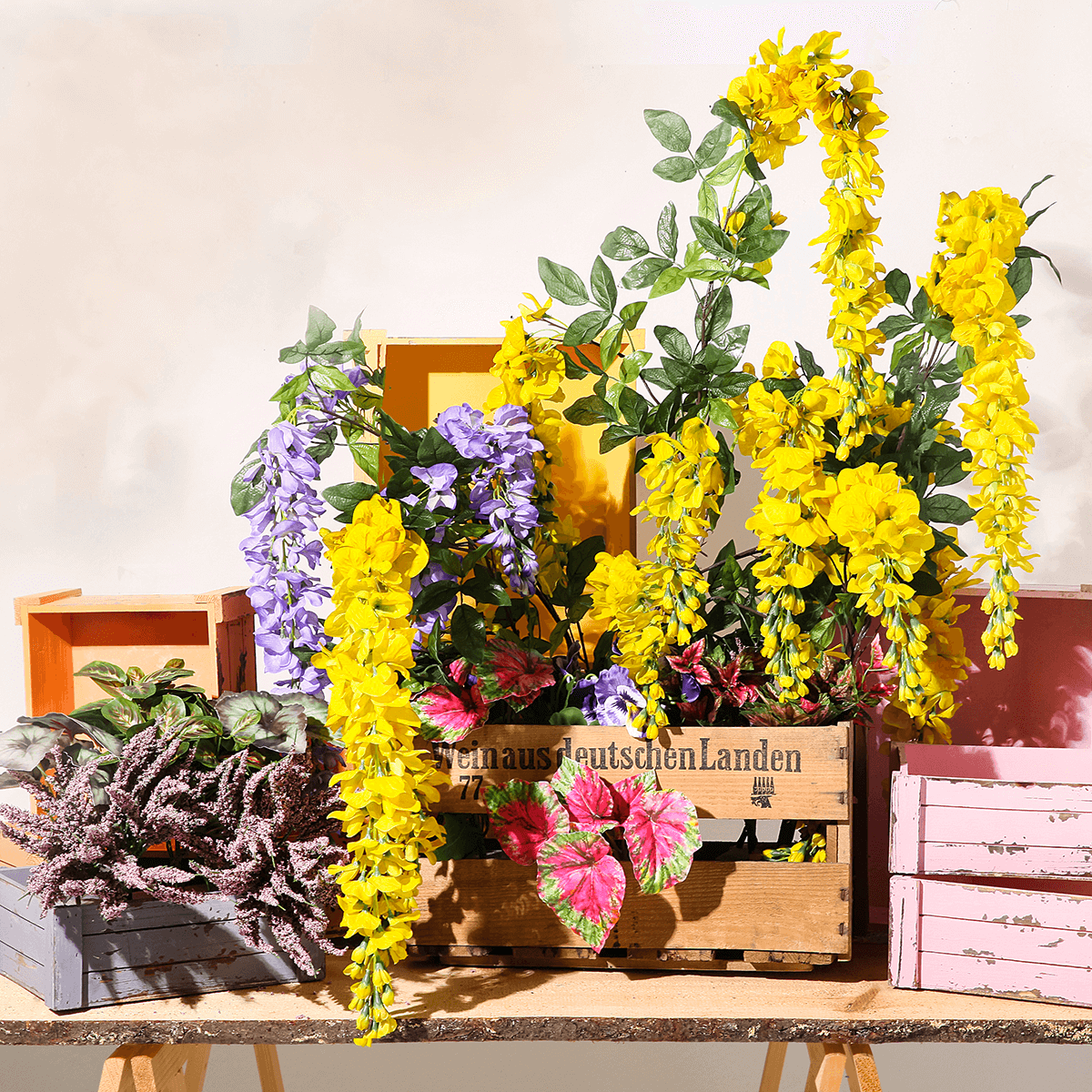 Branche artificielle Wisteria laburnum, 140 cm, jaune - 7