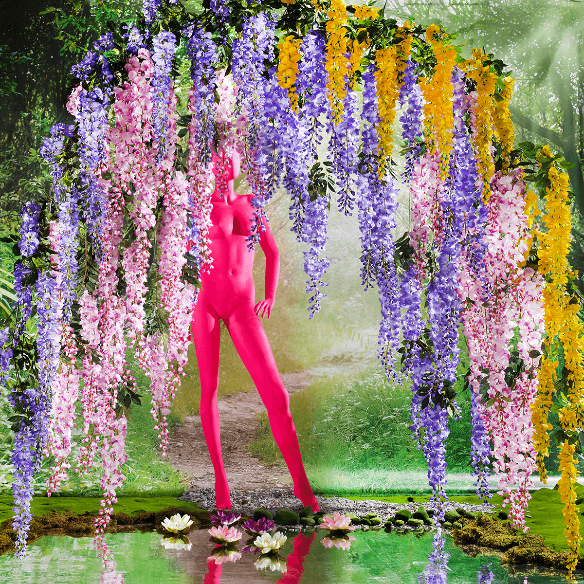 Rama artificial Wisteria laburnum, 140 cm, violeta - 7