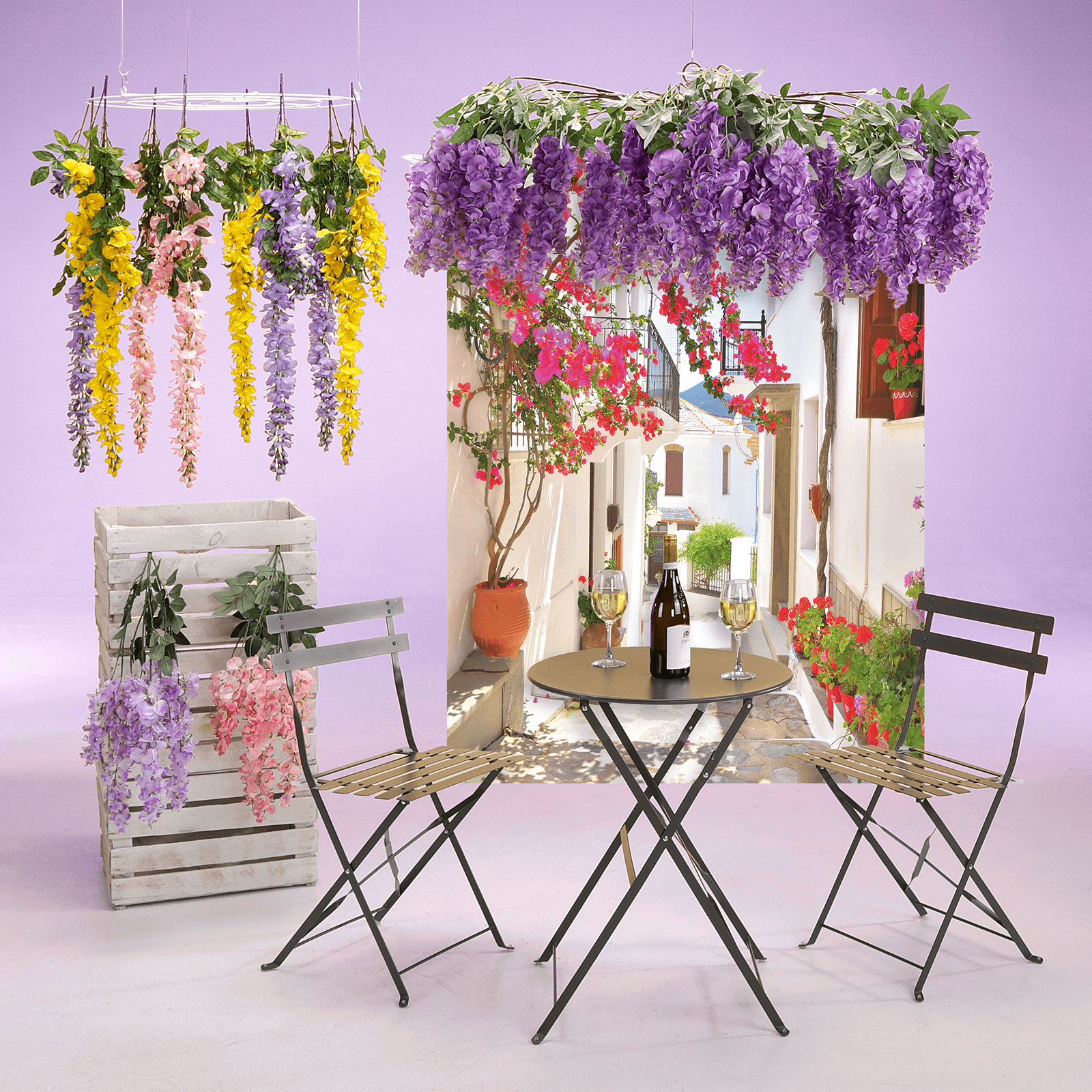 Rama artificial Wisteria laburnum, 140 cm, violeta - 2