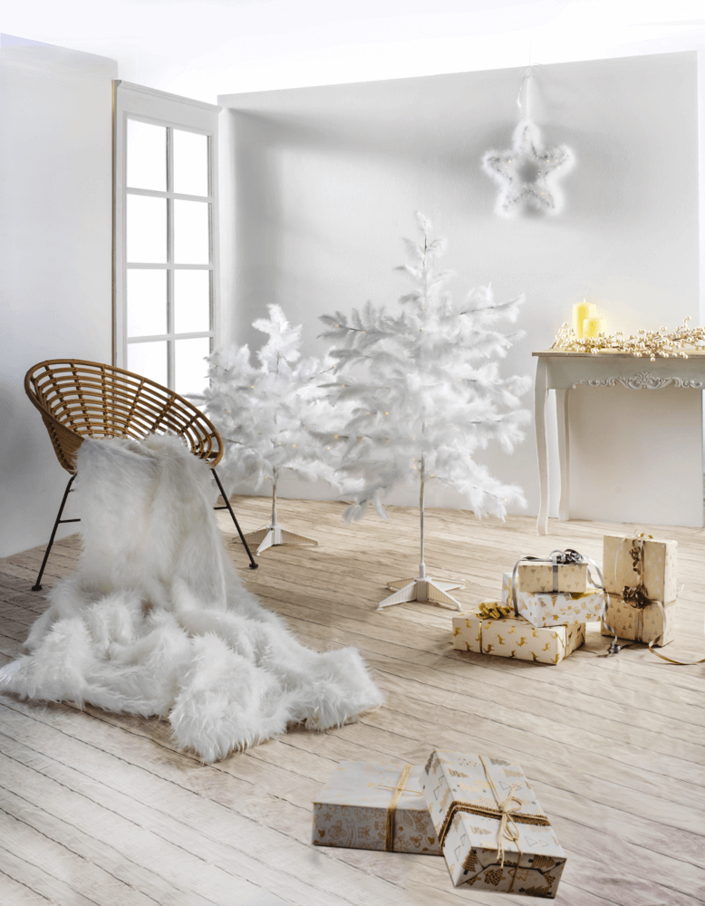 Felpa de pelo largo blanca, 145 cm - 4
