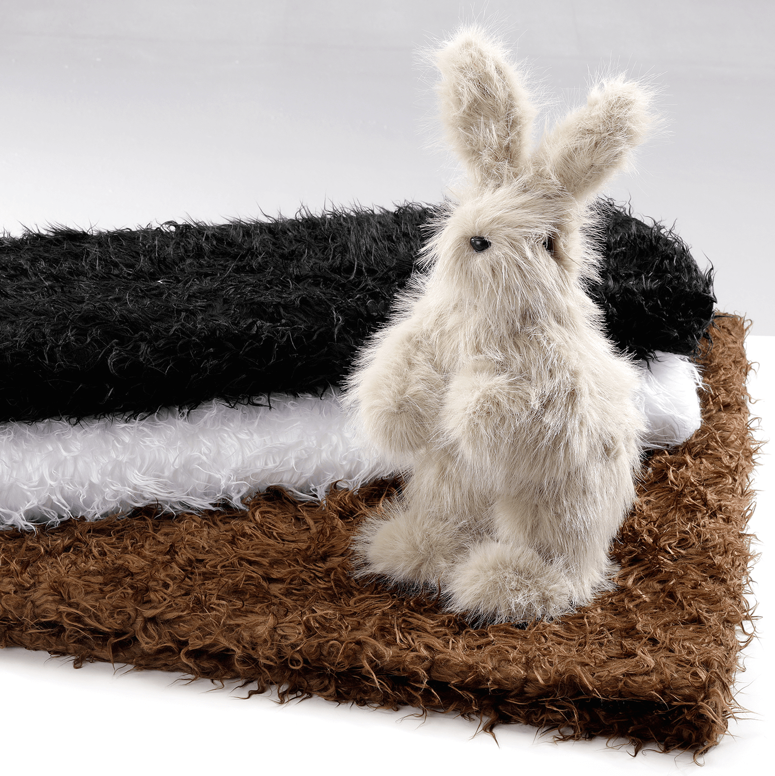 Felpa de pelo largo blanca, 145 cm - 2