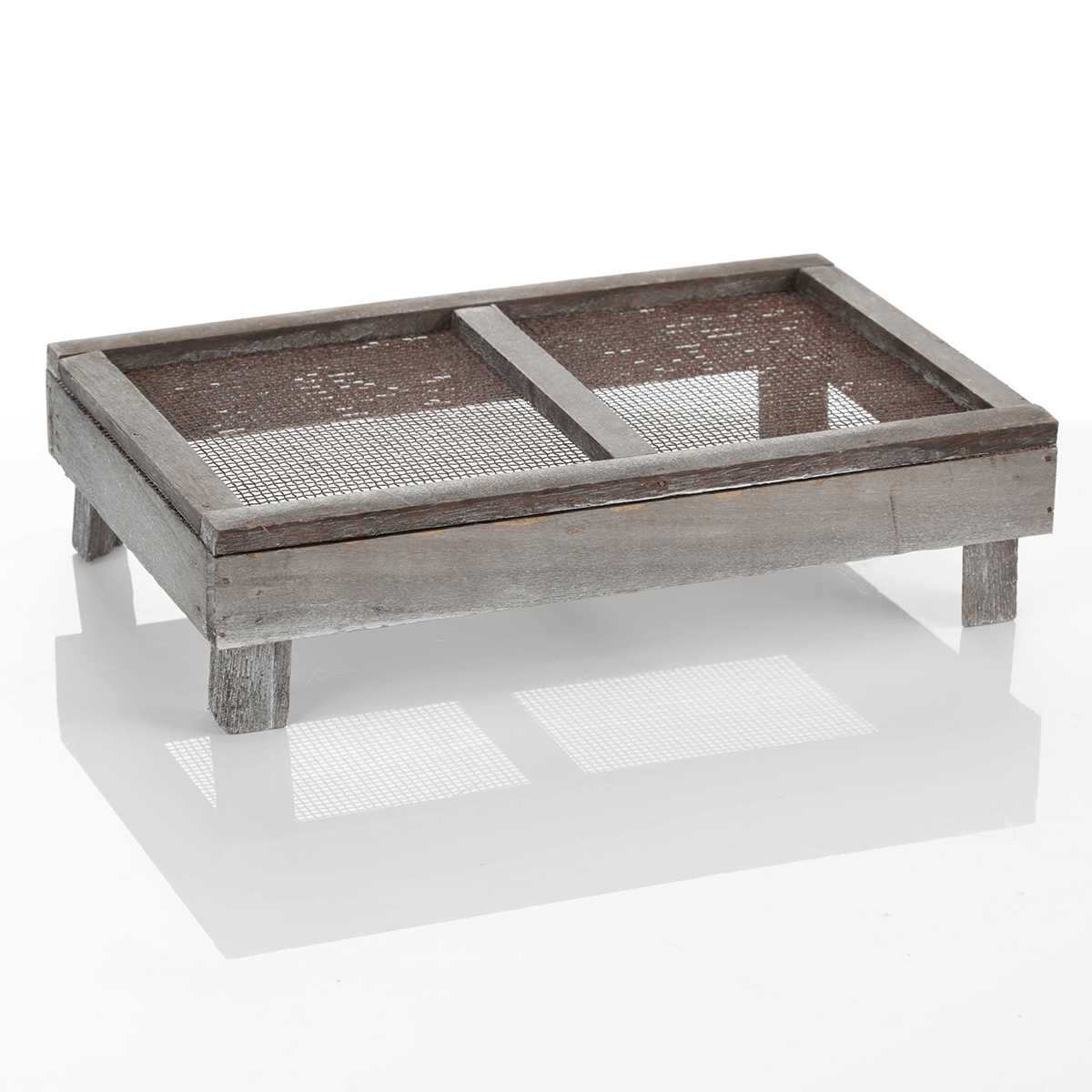 Boîte en bois avec grille, 28 x 18 cm - 0