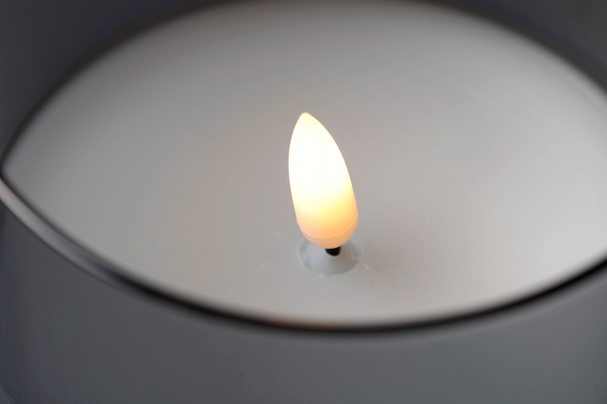 Bougie de cire LED en verre gris fumé 10 x 15 cm - 3