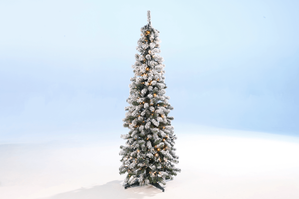 Artificial, narrow fir tree, snow-covered with LED 180 cm - 2