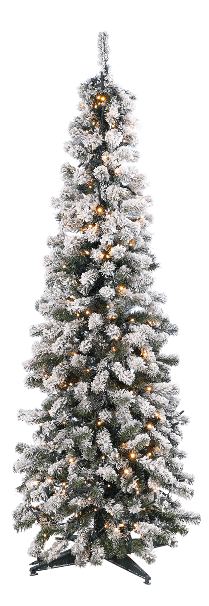 Artificial, narrow fir tree, snow-covered with LED 180 cm - 0