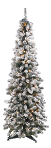 Artificial, narrow fir tree, snow-covered with LED 240 cm