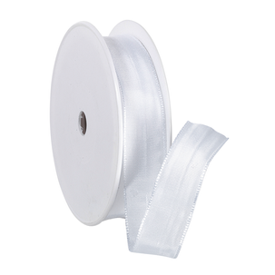 Stoffband mit Drahtkante, 25 mm, 25 m, weiß