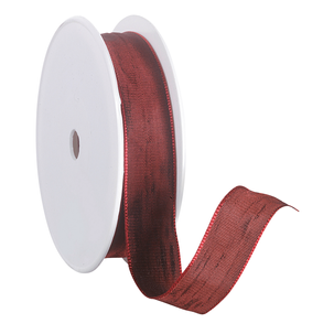 Stoffband mit Drahtkante, 25 mm, 25 m, bordeaux