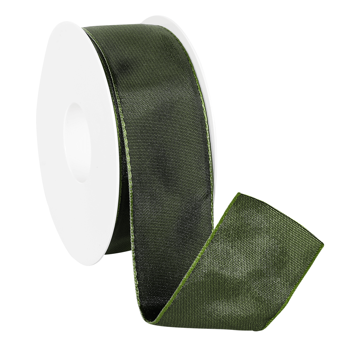 Cinta de tela con borde de alambre, verde oscuro, anchura 40 mm - 0