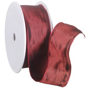 Cinta de tela con borde de alambre, burdeos, anchura 40 mm