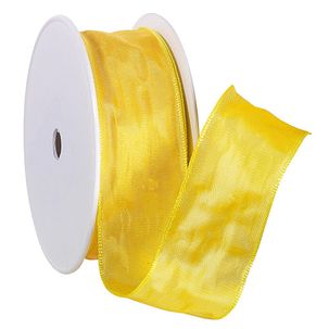 Cinta de tela con borde de alambre, amarillo, anchura 40 mm