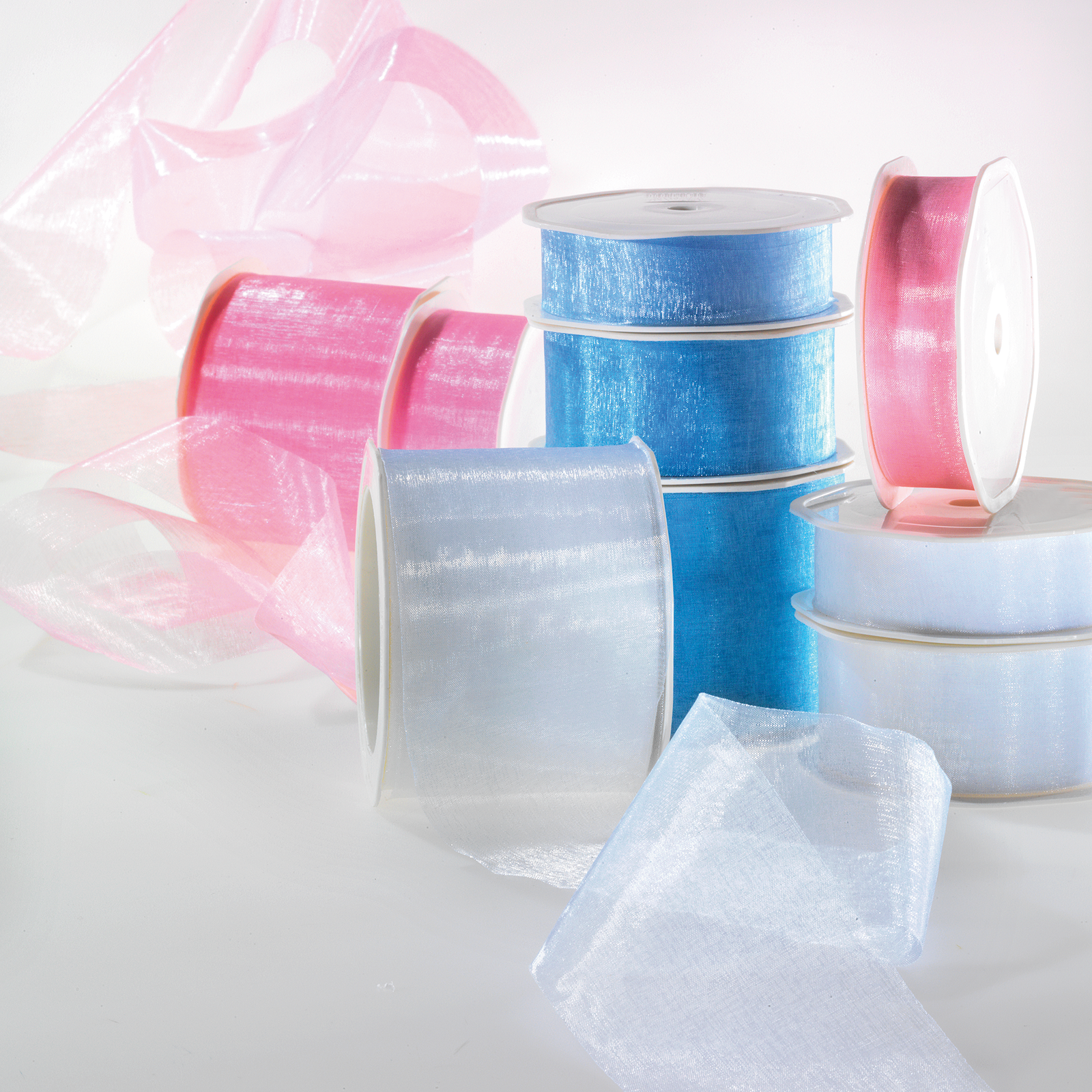 Chiffon ribbon pink width 25 mm - 1