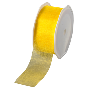 Ruban en crêpe de Chine jaune larg. 38 mm