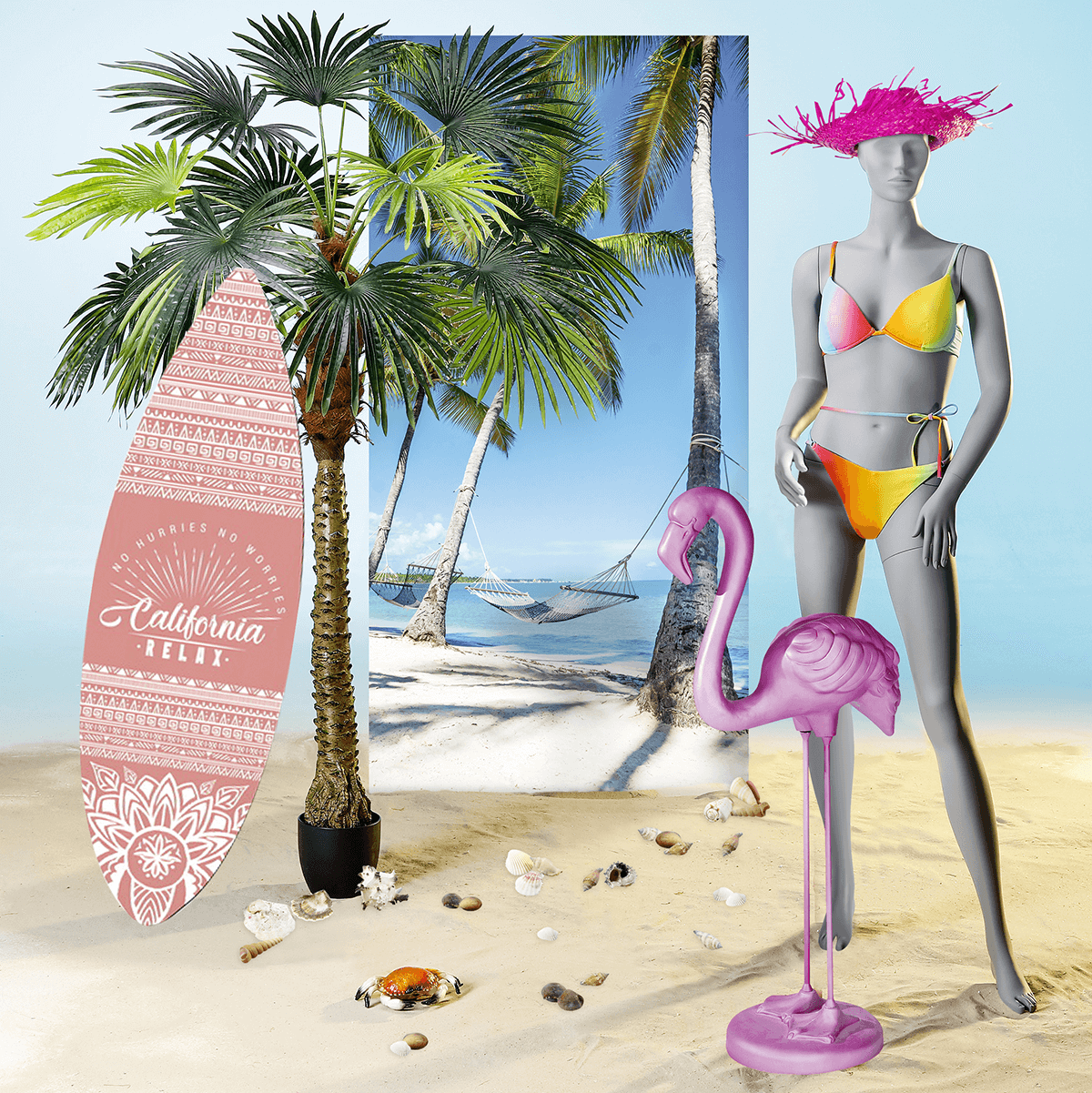 Deko-Strohhut pink,  40 cm Ø - 1