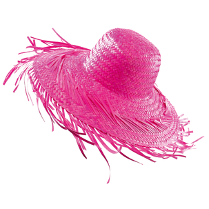 Sombrero de paja decorativo, color fucsia
