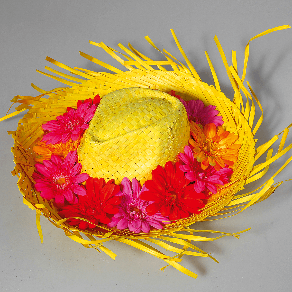 Sombrero de paja decorativo, color amarillo - 4