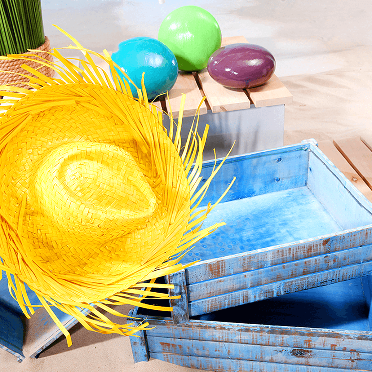 Sombrero de paja decorativo, color amarillo - 5