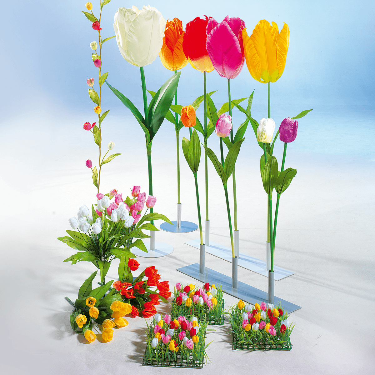 Artificial giant tulip white, 140 cm - 5