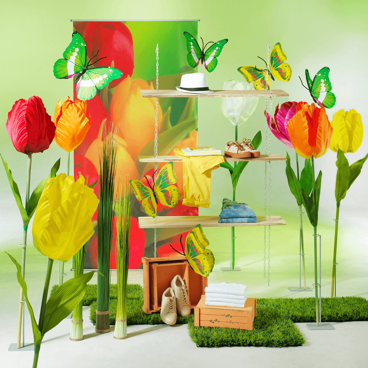 Artificial giant tulip white, 140 cm - 3