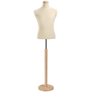 Maniquí de costura de hombre, busto de 65 cm, color crudo - roble claro