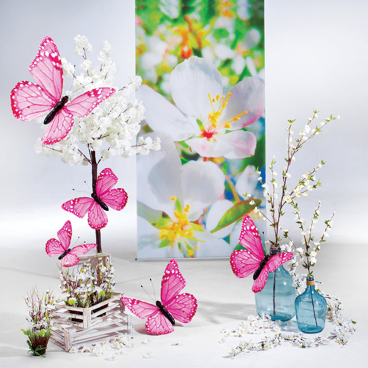 Guirlande de fleurs de pommier déco, blanches - 5