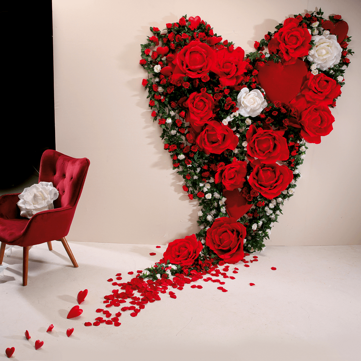 Guirlande de roses artificielles 180 cm, blanches - 4