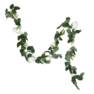 Guirnalda de rosas artificial 180 cm, color blanco