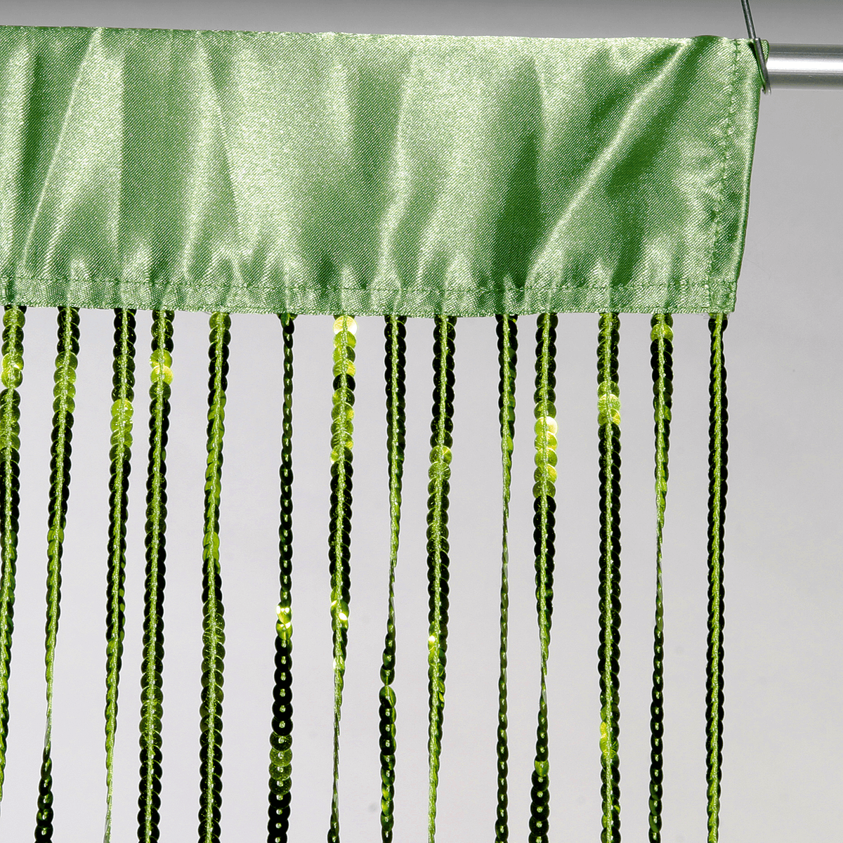 Cortina de flecos con lentejuelas verde, 250 cm - 2