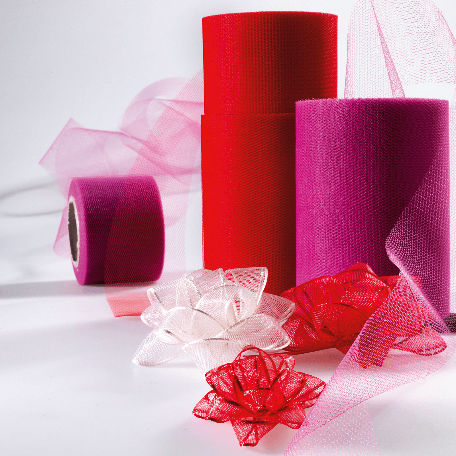 Ruban en tulle larg. 50 mm, rouge - 1