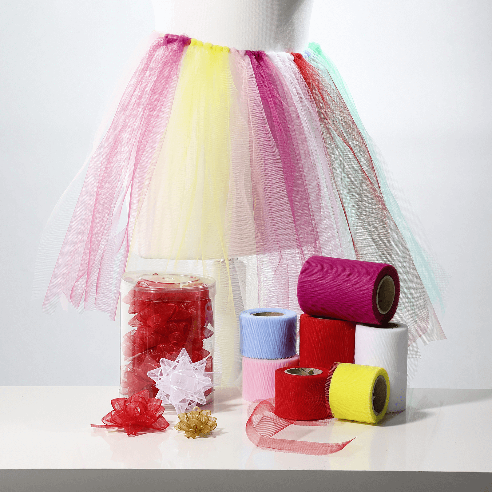 Ruban en tulle larg. 50 mm, rouge - 3