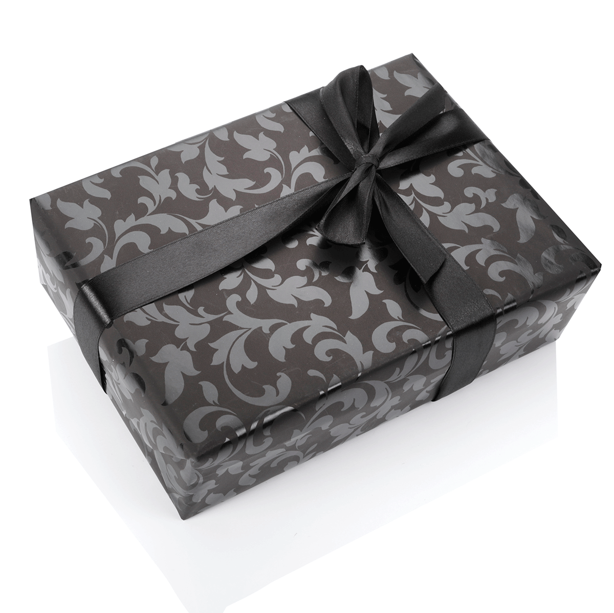 Nachhaltiges, schwarzes Geschenkpapier mit glänzendem Rankenmuster – 50 m Geschenkpapier-Rolle - 3