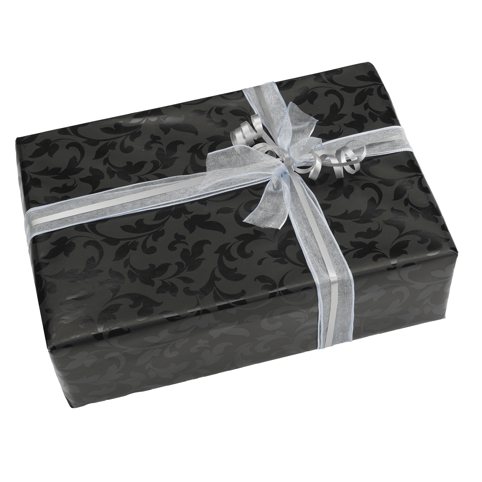Nachhaltiges, schwarzes Geschenkpapier mit glänzendem Rankenmuster – 50 m Geschenkpapier-Rolle - 2