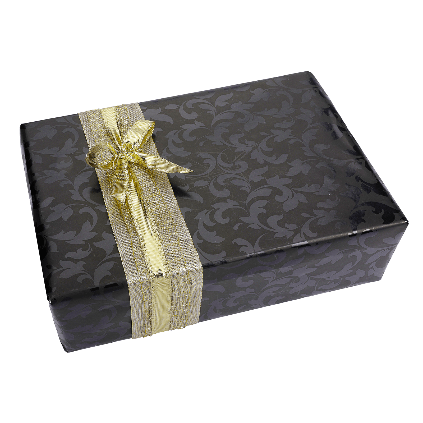 Nachhaltiges, schwarzes Geschenkpapier mit glänzendem Rankenmuster – 50 m Geschenkpapier-Rolle - 1