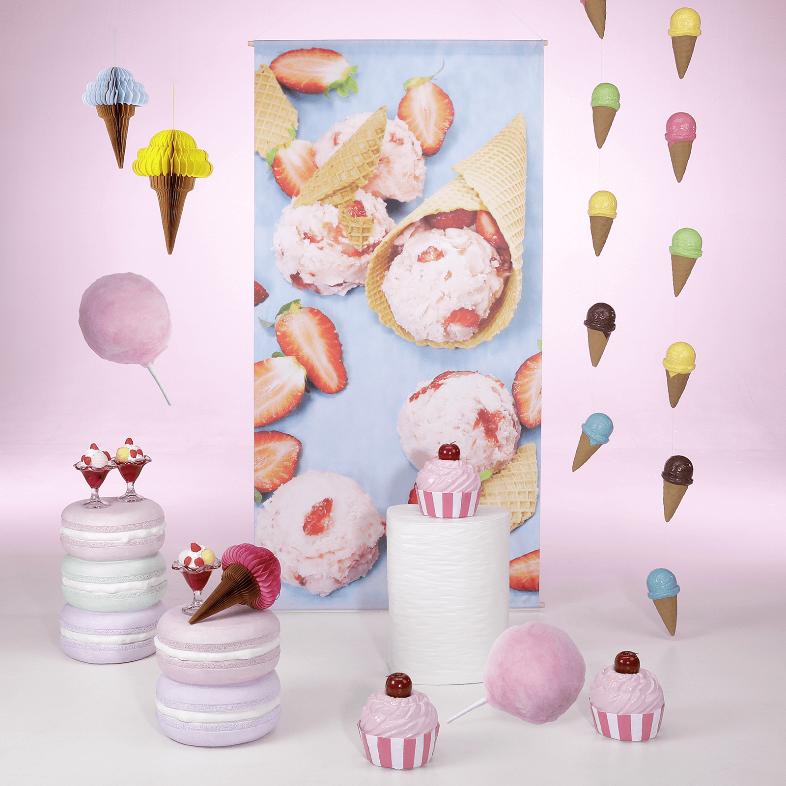 Chaîne déco cornet de glace aliment factice 220 cm - 2