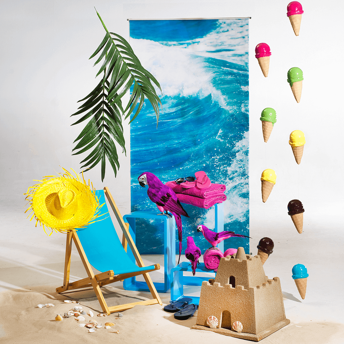 Chaîne déco cornet de glace aliment factice 220 cm - 4