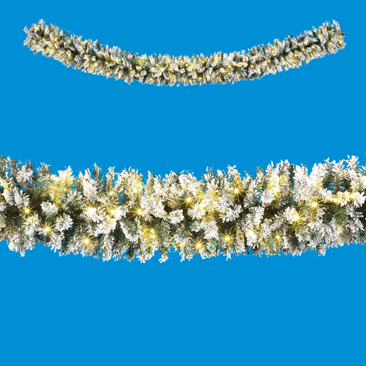 Beflockte Tannengirlande mit LED IP 20, 270 cm - 0