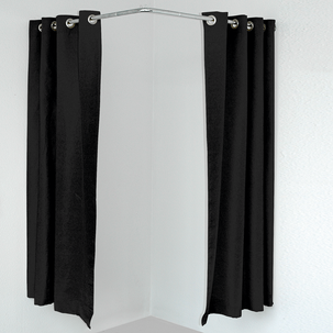 Corner cubicle curtain, 200 cm long, black