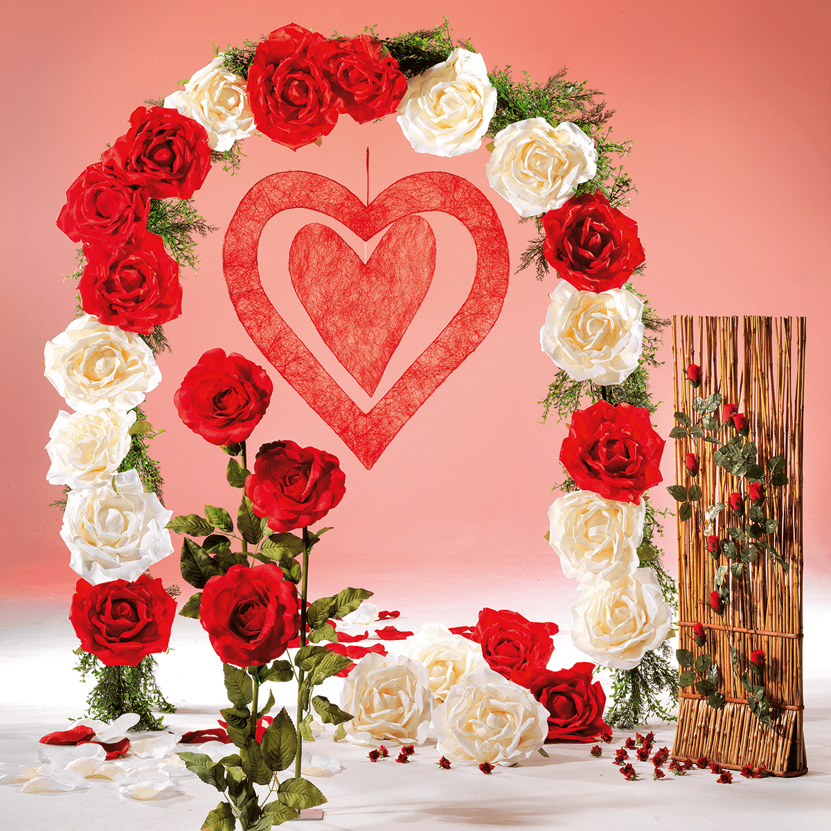 Artificial XL rose blossom, Ø 40 cm, red - 3