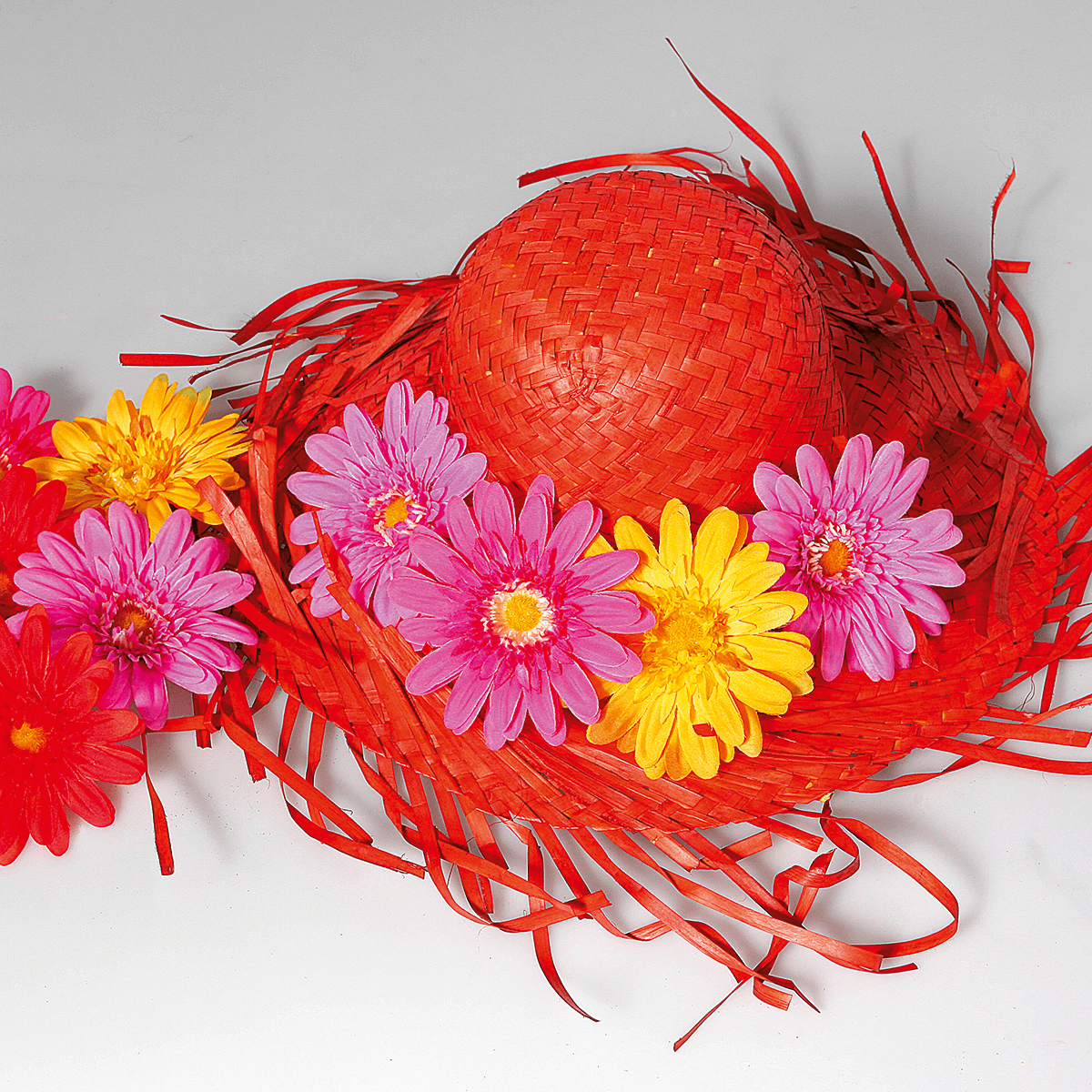 Sombrero de paja, color rojo - 1