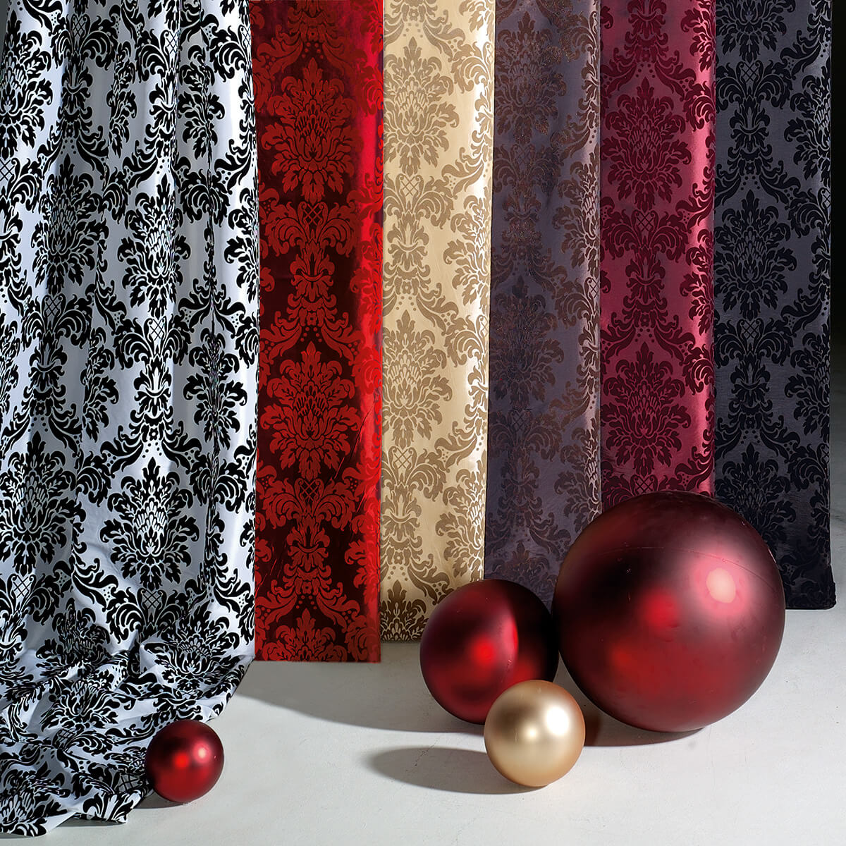 Taffetas à flocage velours larg. 145 cm, rouge - 5
