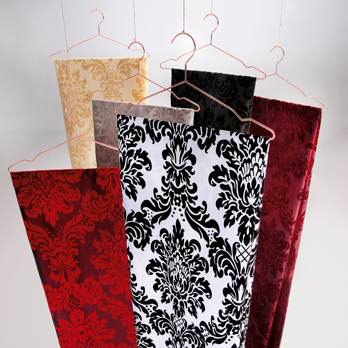 Taffetas à flocage velours larg. 145 cm, rouge - 6