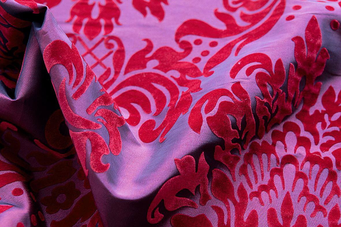 Taffetas à flocage velours larg. 145 cm, rouge - 4