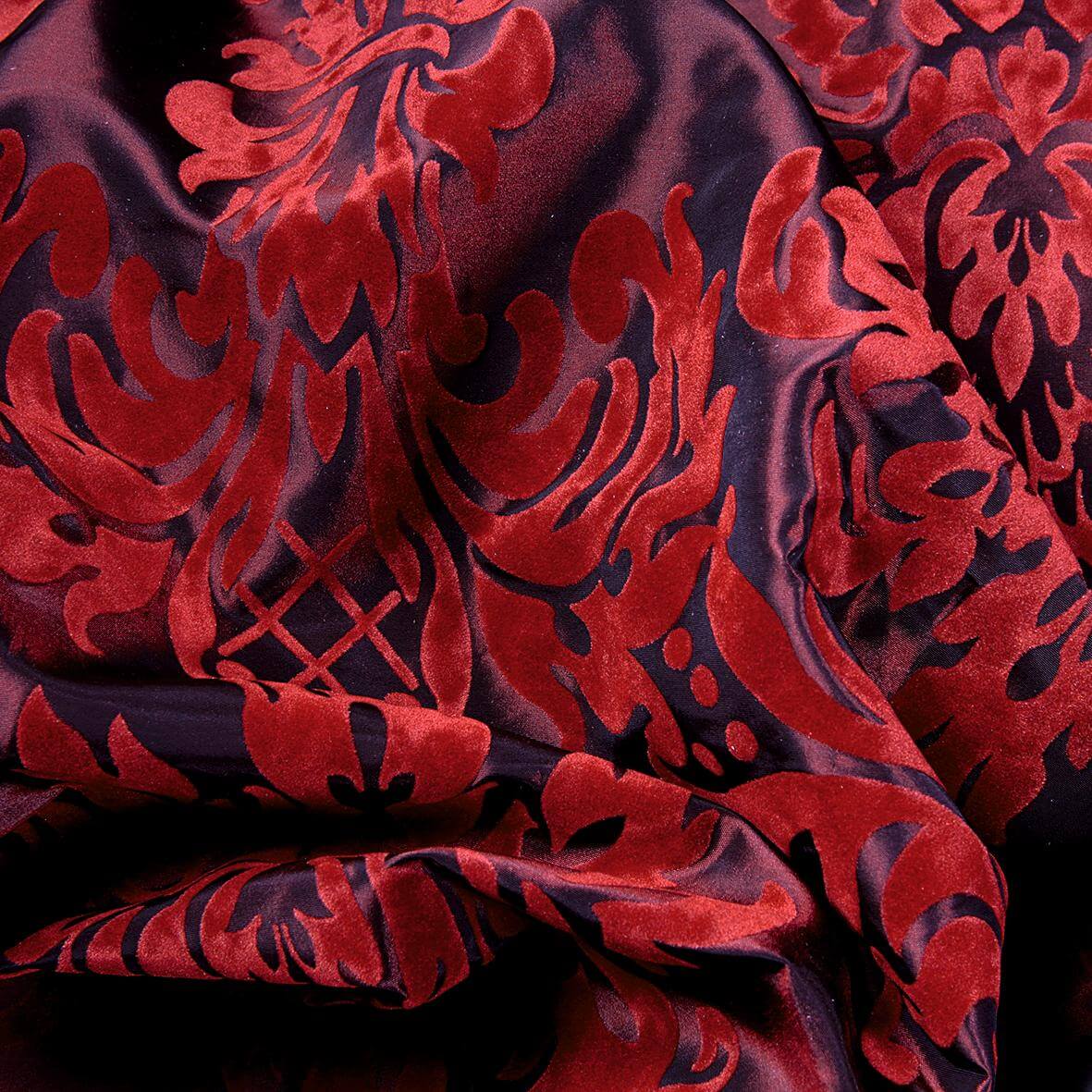 Taffetas à flocage velours larg. 145 cm, rouge - 0